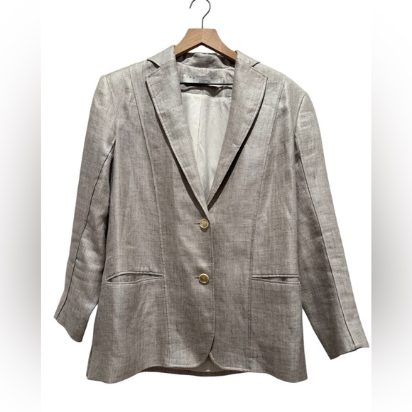 IRO Jackets & Blazers - IRO Sirma Linen Acetate Blazer Neutral Gray Tailored Jacket Made in Bulgaria